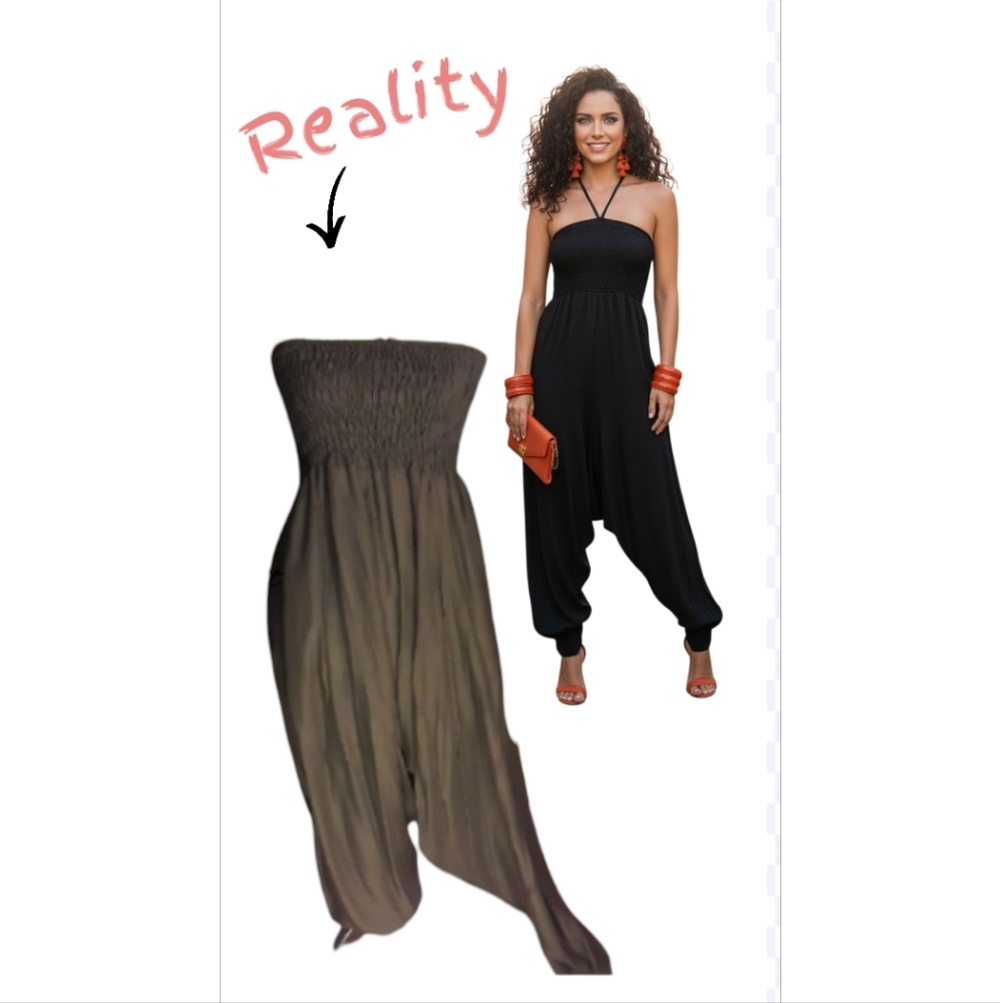 Black Halter Jumpsuit with Harem-Style Pants